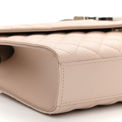 Saint Laurent Grain De Poudre Textured Mixed Matelasse Medium Triquilt Monogram Satchel Marble Pink 9 of 15