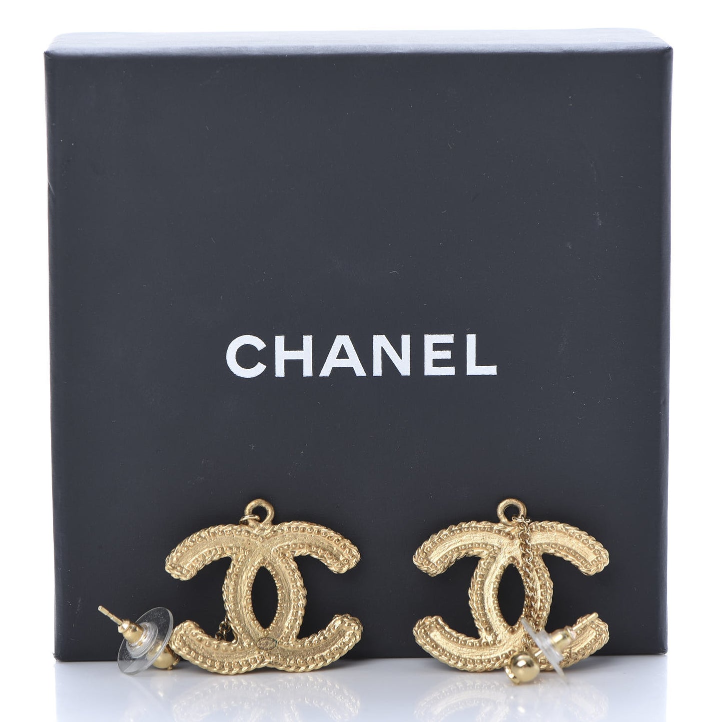 CC Drop Earrings Matte Gold