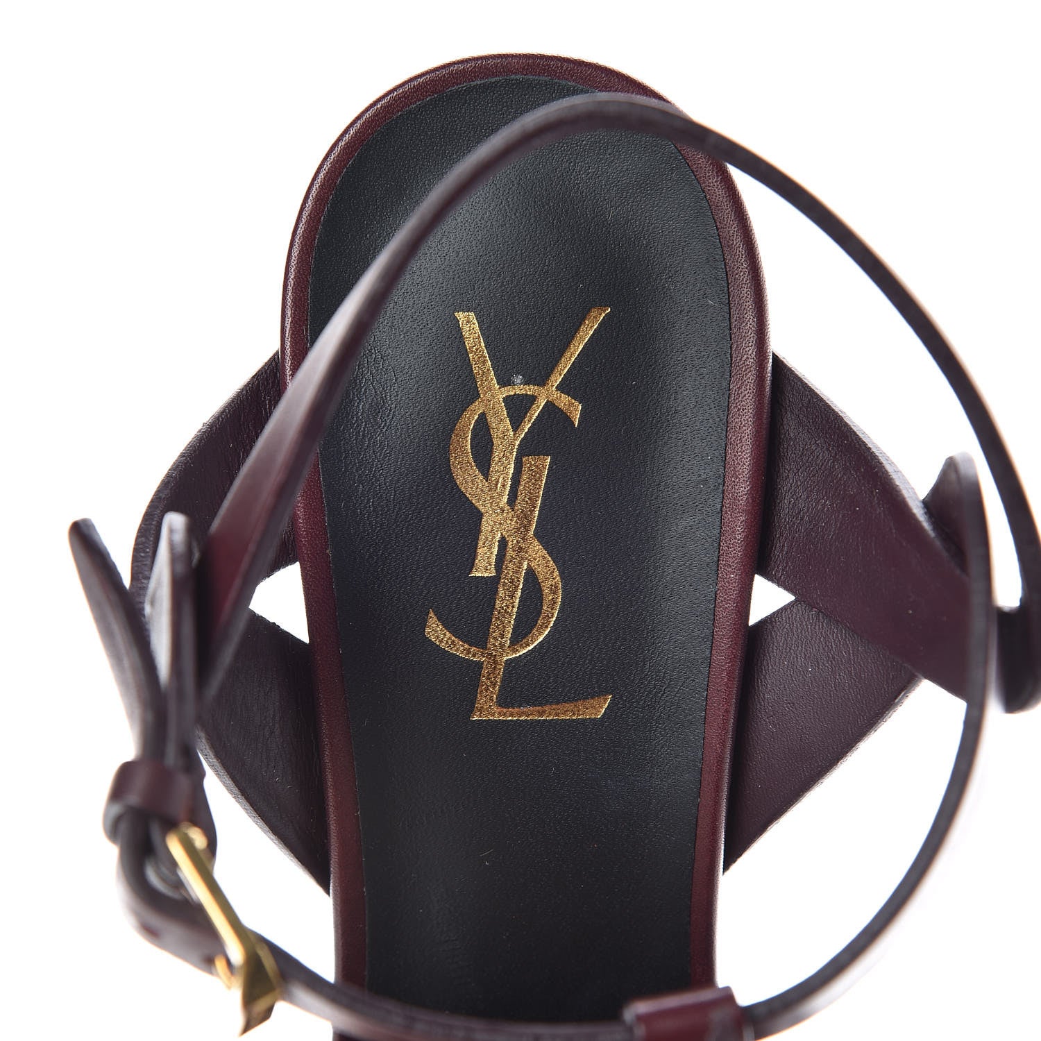 Saint Laurent Calfskin Tribute 105 Platform Sandals 38 Bordeaux 7 of 10