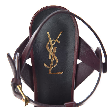 Saint Laurent Calfskin Tribute 105 Platform Sandals 38 Bordeaux 7 of 10