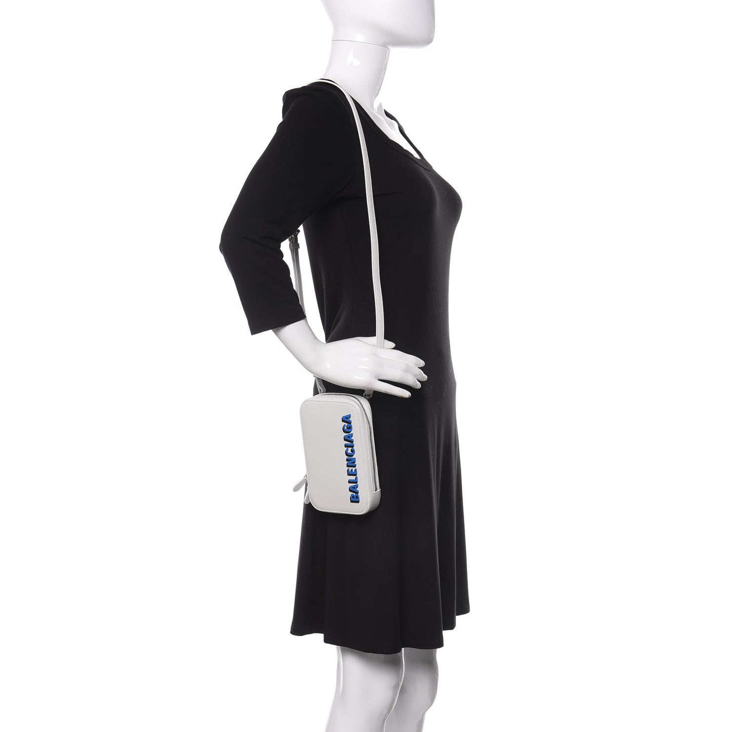 Smooth Calfskin 3D Logo Cash Phone Holder Bag White Screen Blue Black