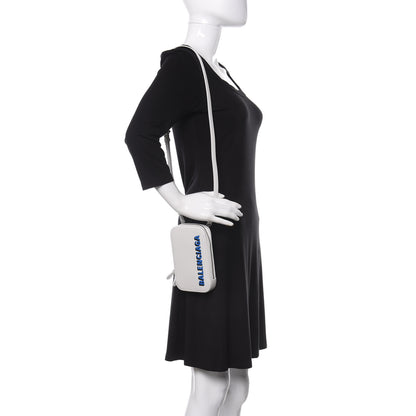 Balenciaga Smooth Calfskin 3D Logo Cash Phone Holder Bag White Screen Blue Black 2 of 11