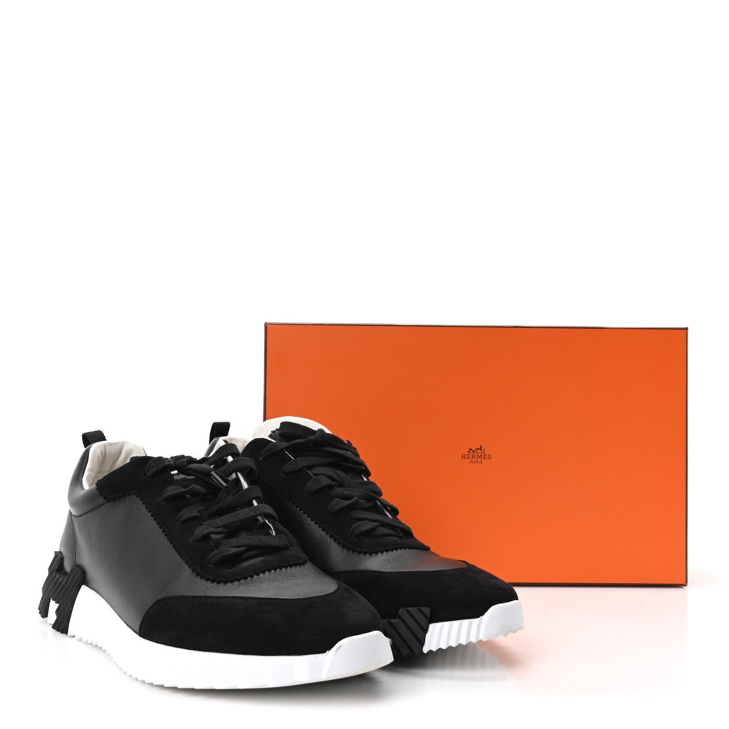 Hermes Goatskin Suede Goatskin Mens Bouncing Sneakers 45 Black 10 of 10