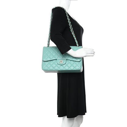 Chanel Caviar Quilted Jumbo Double Flap Light Green 2 of 10