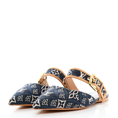 Louis Vuitton Jacquard Since 1854 Sofia Flat Mules 39 Blue 3 of 9