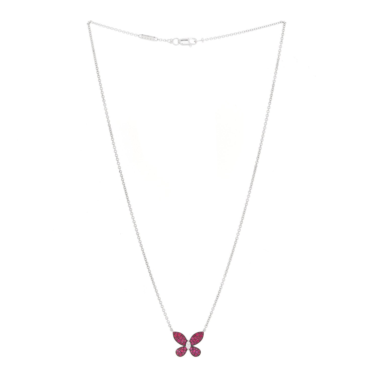 Graff 18K White Gold Diamond Ruby Butterfly Pendant Necklace 3 of 7