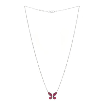 Graff 18K White Gold Diamond Ruby Butterfly Pendant Necklace 3 of 7