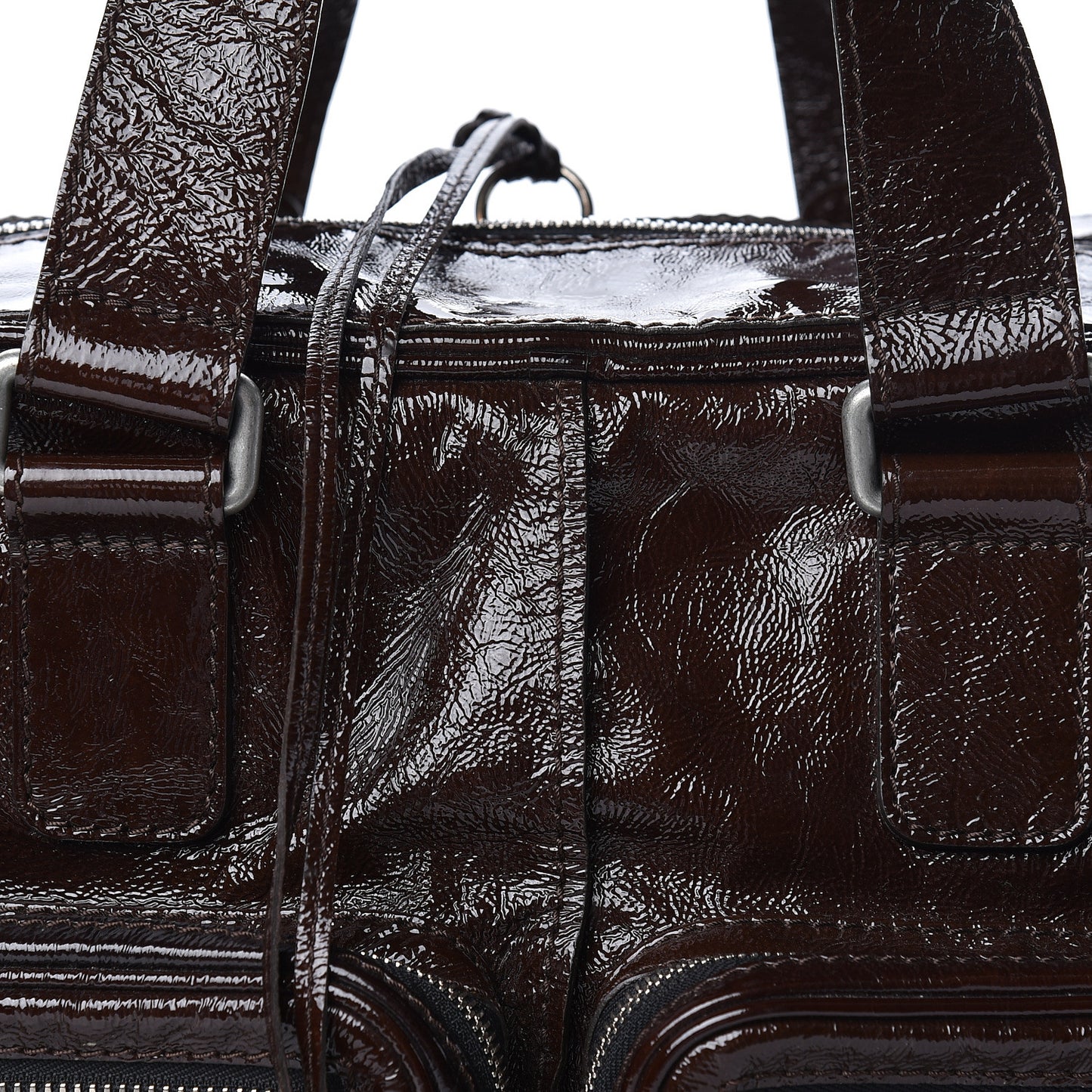 Crinkled Patent Betty Shoulder Bag Chocolate