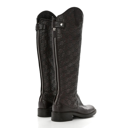 Gucci Guccissima Calfskin Miro Soft Knee High Riding Boots 37 Chocolate 4 of 9