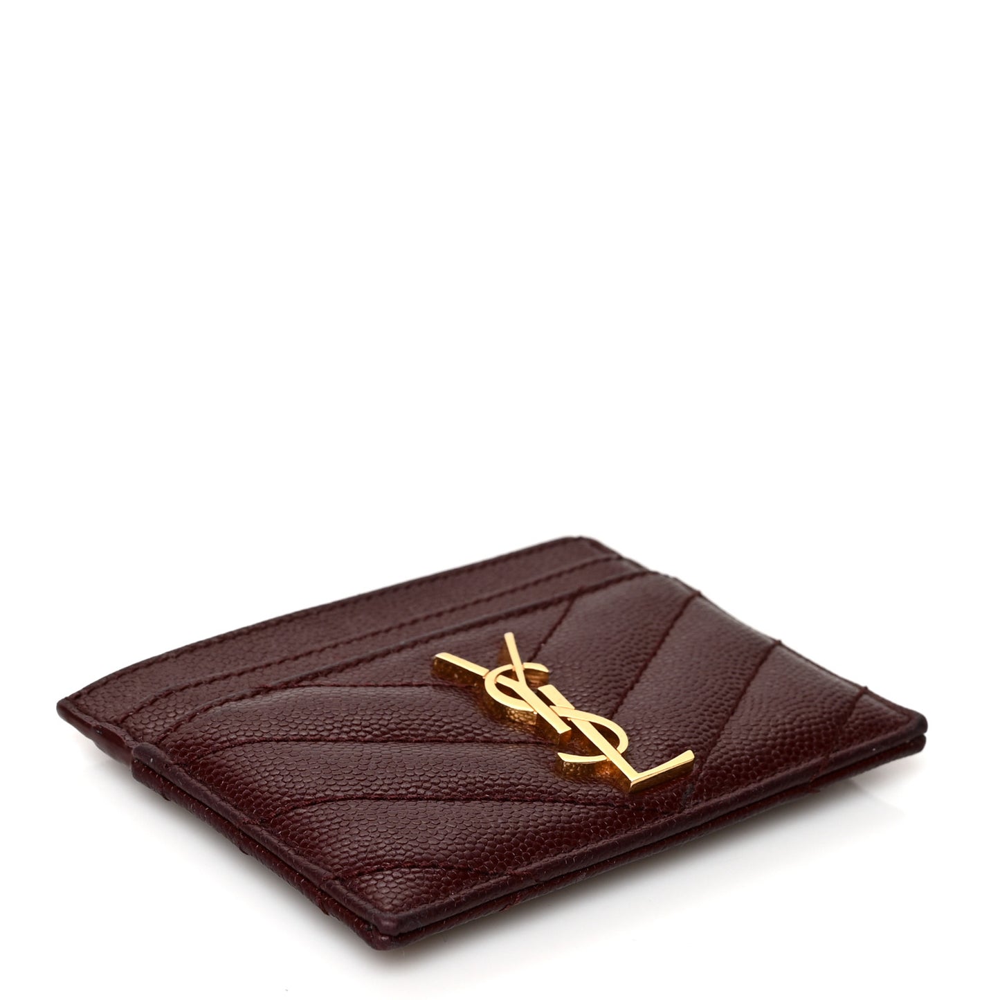 Grain De Poudre Matelasse Chevron Cassandre Credit Card Case Bordeaux