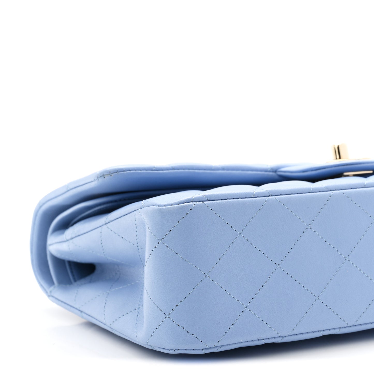 Lambskin Quilted Medium Double Flap Light Blue