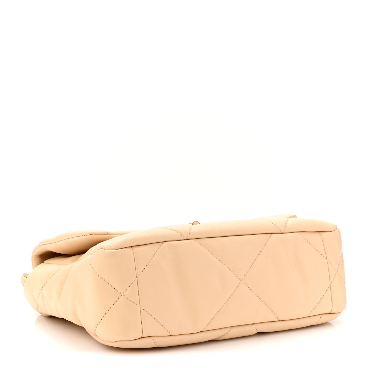 Shiny Goatskin Quilted Medium Chanel 19 Flap Beige