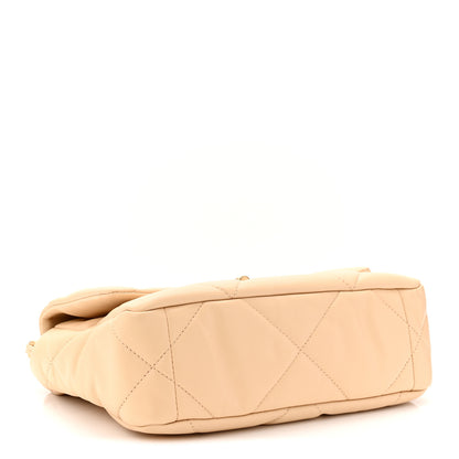 Chanel Shiny Goatskin Quilted Medium Chanel 19 Flap Beige 4 of 10