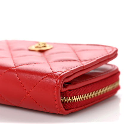 Versace Nappa Quilted Medusa Compact Zip Around Wallet Red 9 of 9