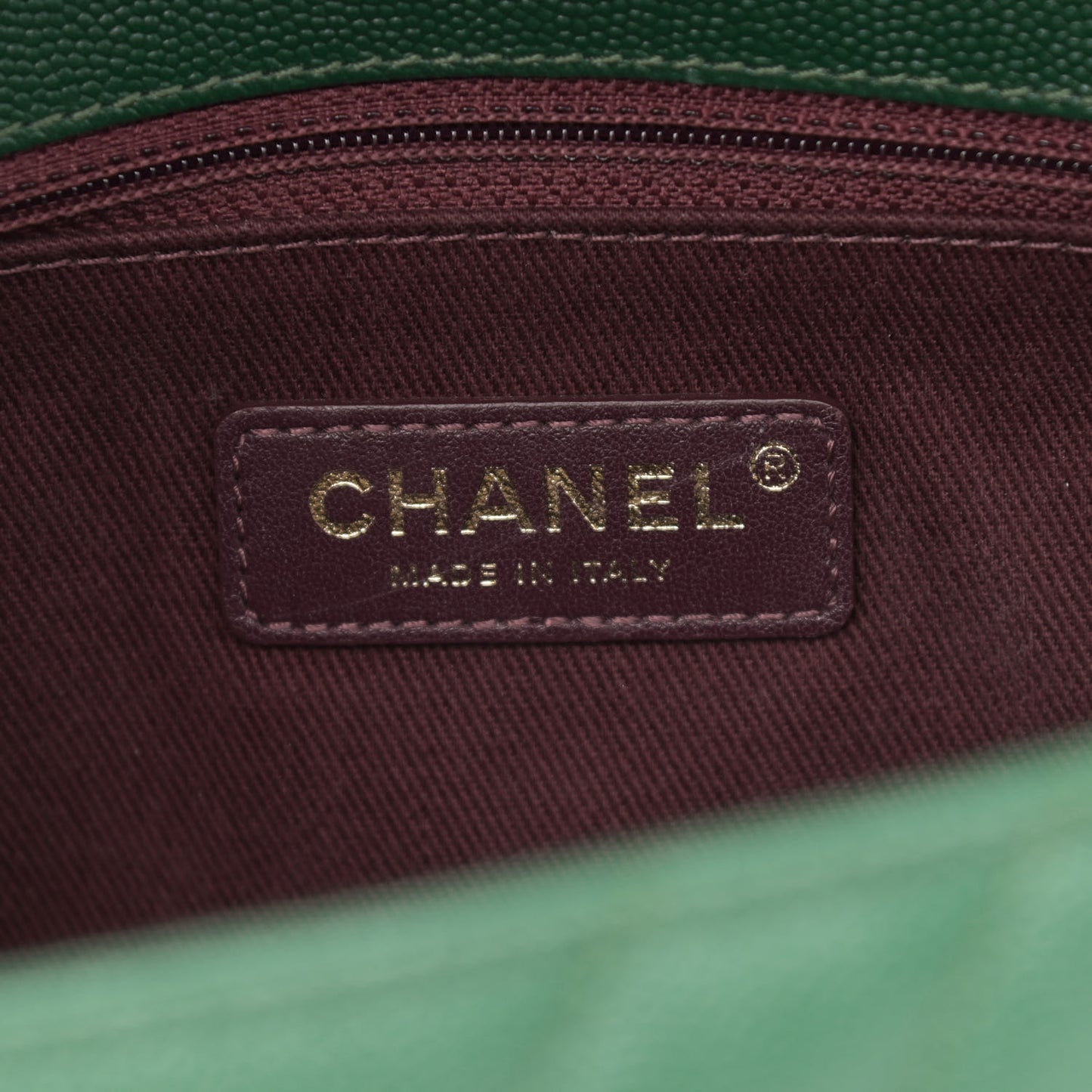 Caviar Chevron Quilted Small Coco Handle Flap Green