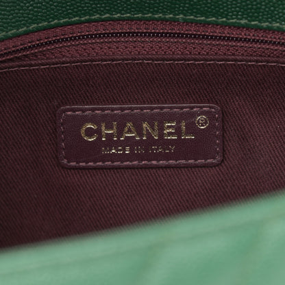 Chanel Caviar Chevron Quilted Small Coco Handle Flap Green 6 of 10