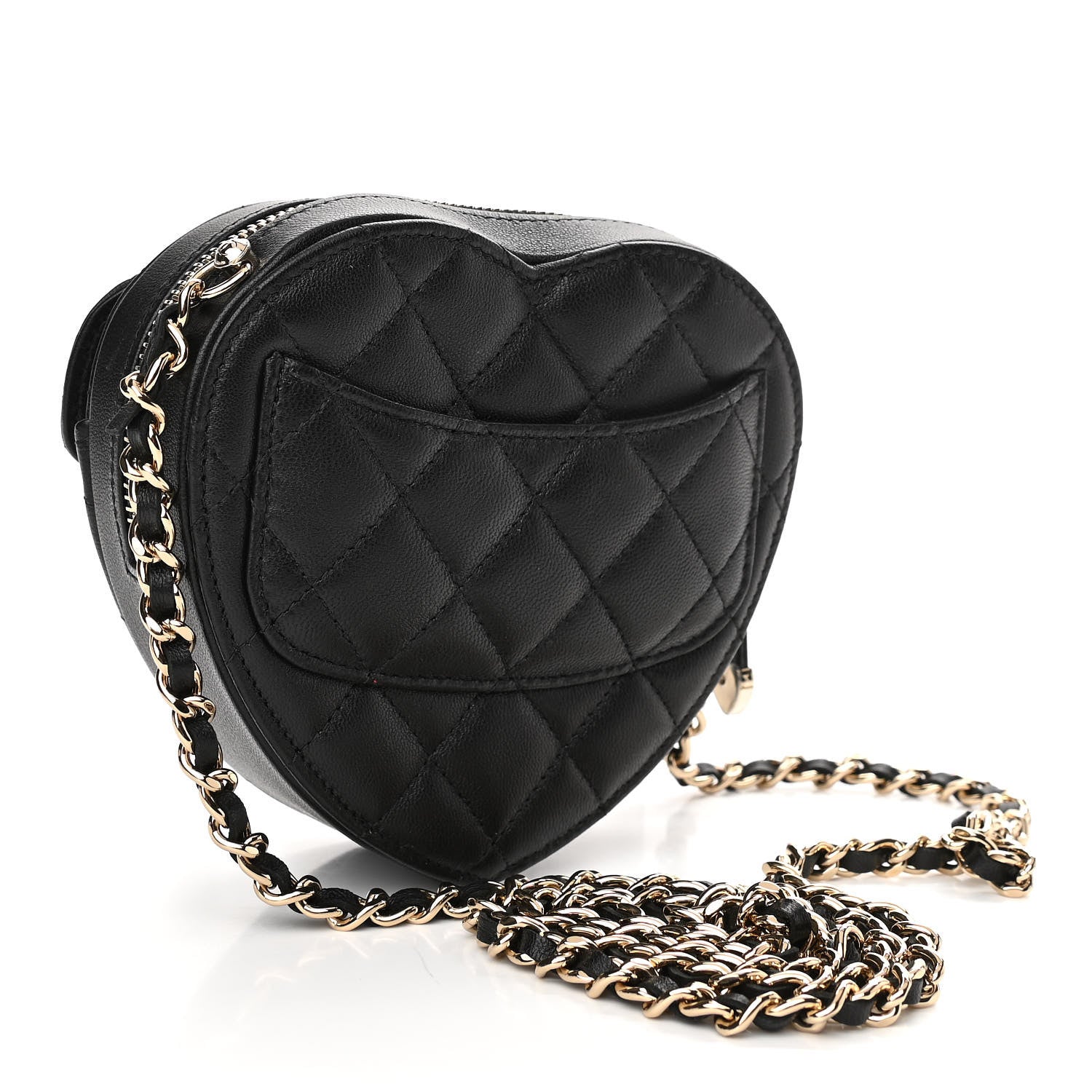 Chanel Lambskin Quilted CC In Love Heart Clutch With Chain Black 3 of 11