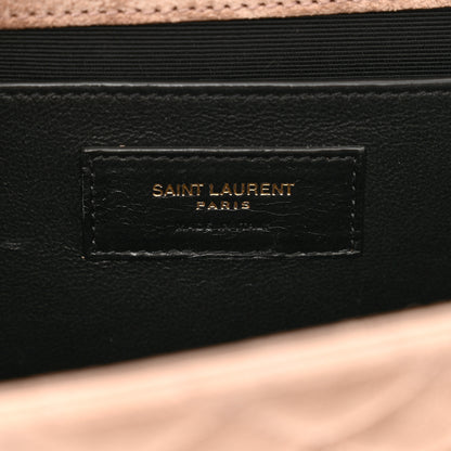 Saint Laurent Suede Mixed Matelasse Triquilt Medium Monogram Envelope Satchel Rosy Sand 7 of 9