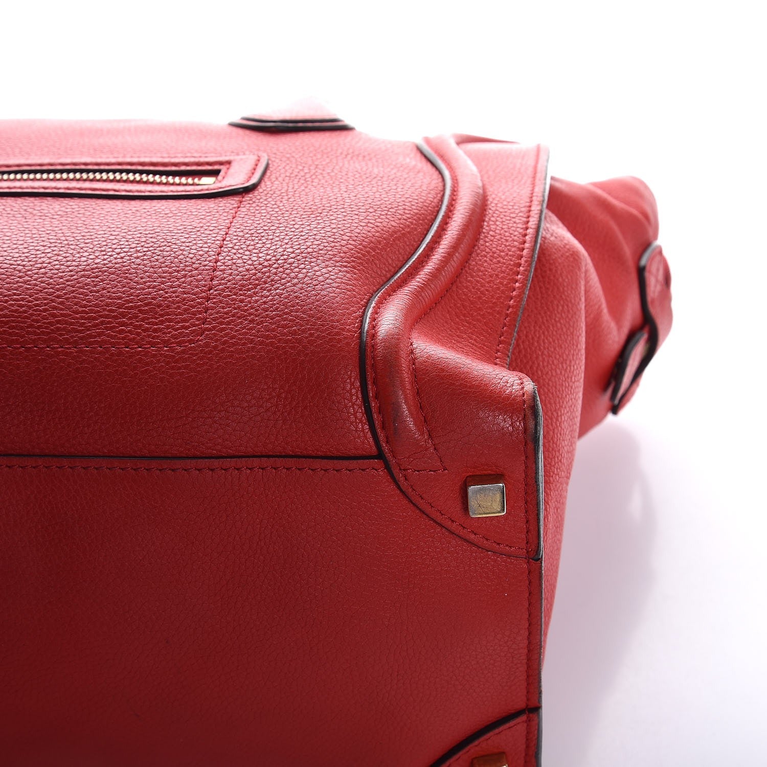 Celine Drummed Calfskin Shoulder Luggage Red 19 of 20