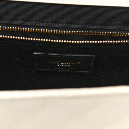 Saint Laurent Grain De Poudre Mixed Matelasse Large Triquilt Monogram Satchel Porcellana 7 of 10