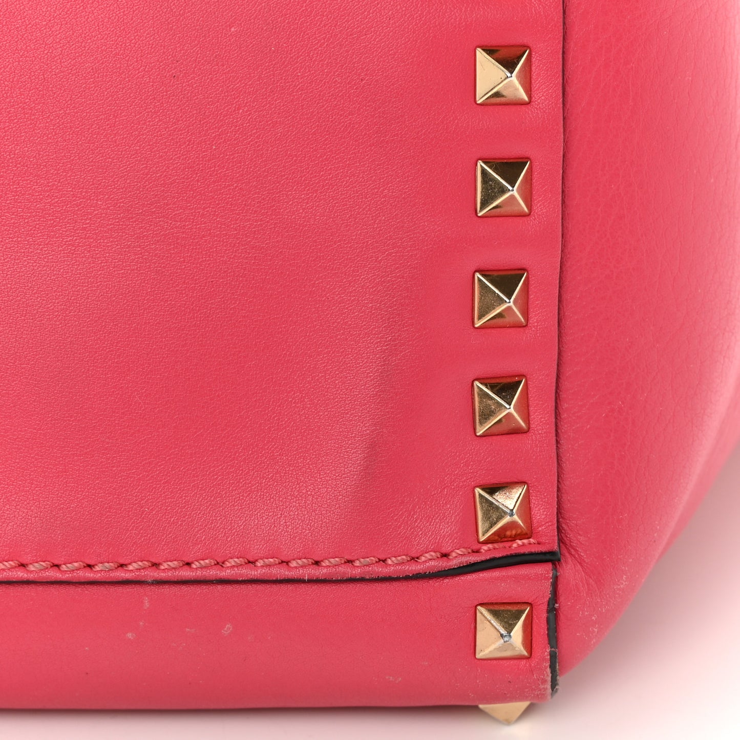Vitello Small Rockstud Double Handle Tote Framboise