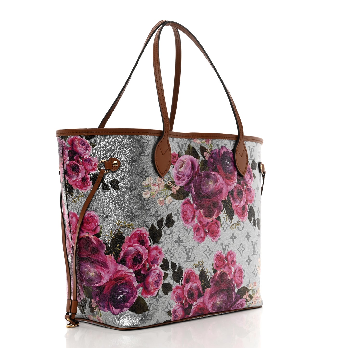 Metallic Monogram LV Garden Neverfull MM Silver