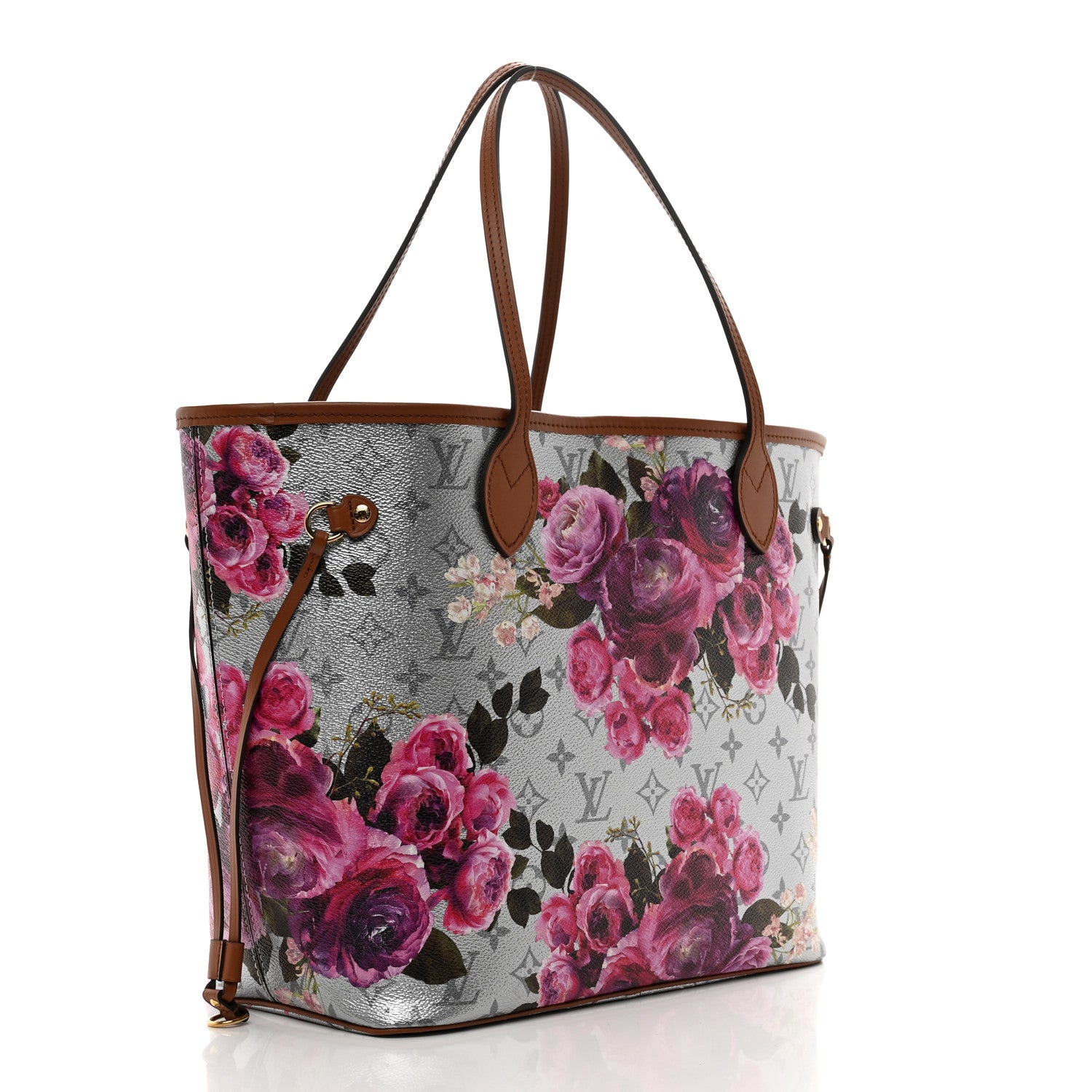 Louis Vuitton Metallic Monogram LV Garden Neverfull MM Silver 3 of 9