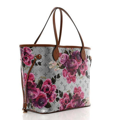 Louis Vuitton Metallic Monogram LV Garden Neverfull MM Silver 3 of 9