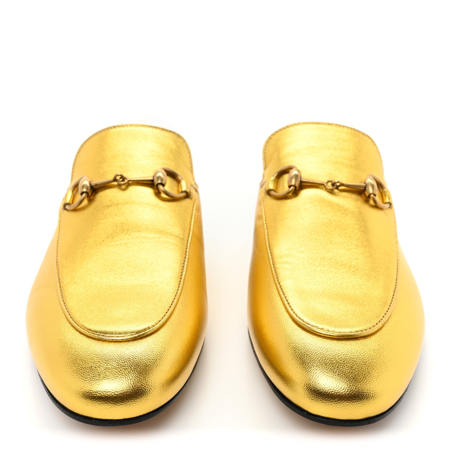 Gucci Metallic Nappa Womens Princetown Slippers 39.5 Gold 2 of 11