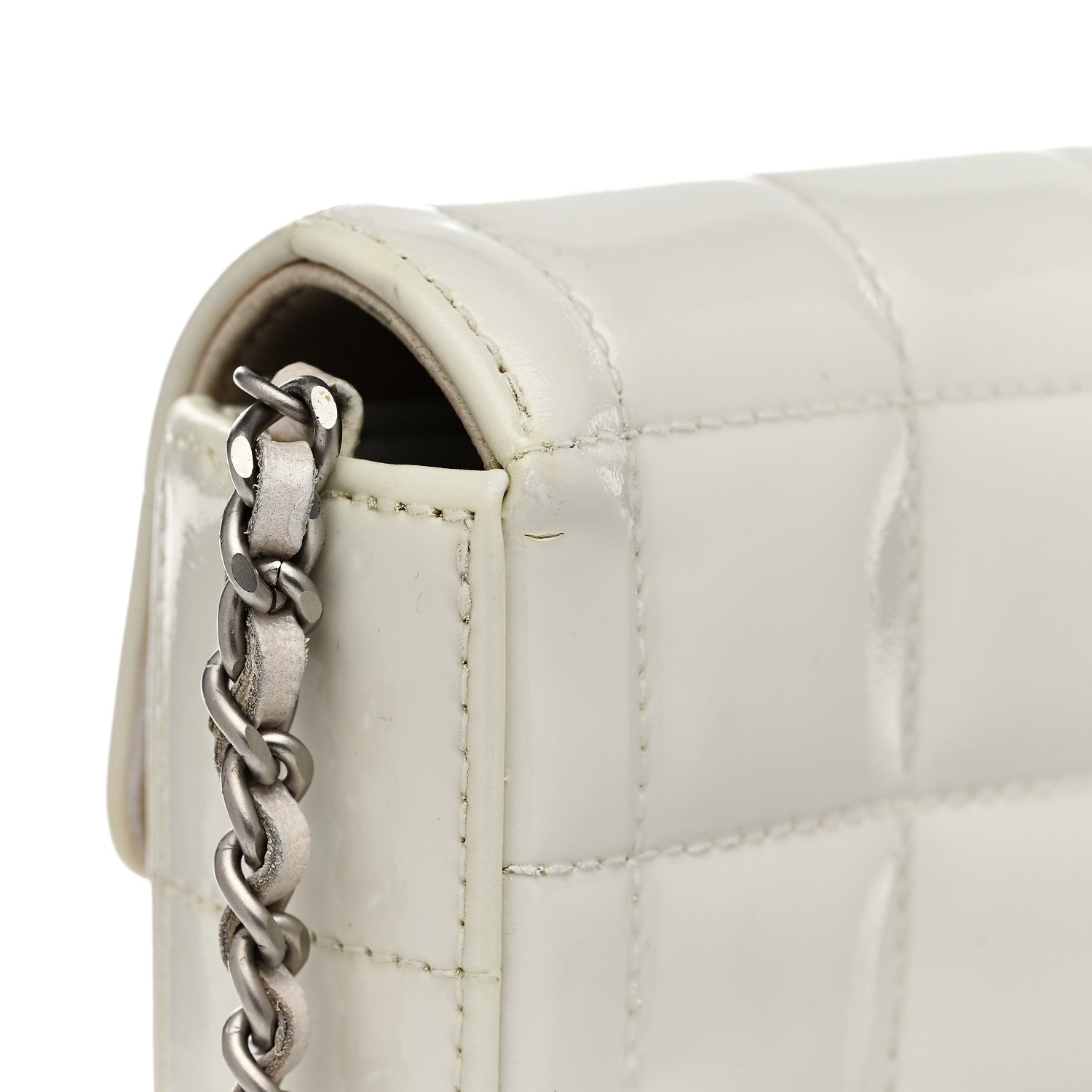 Chanel Patent Quilted East West Chocolate Bar Flap White 12 of 13