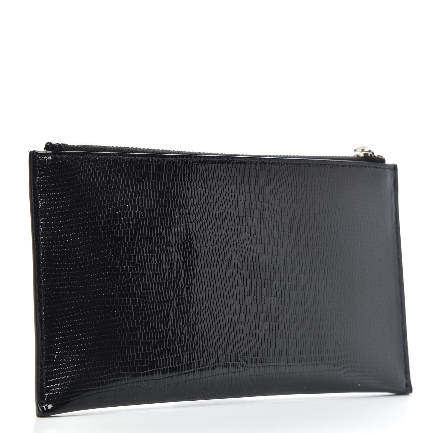 Lizard Embossed Monogram Bill Pouch Black