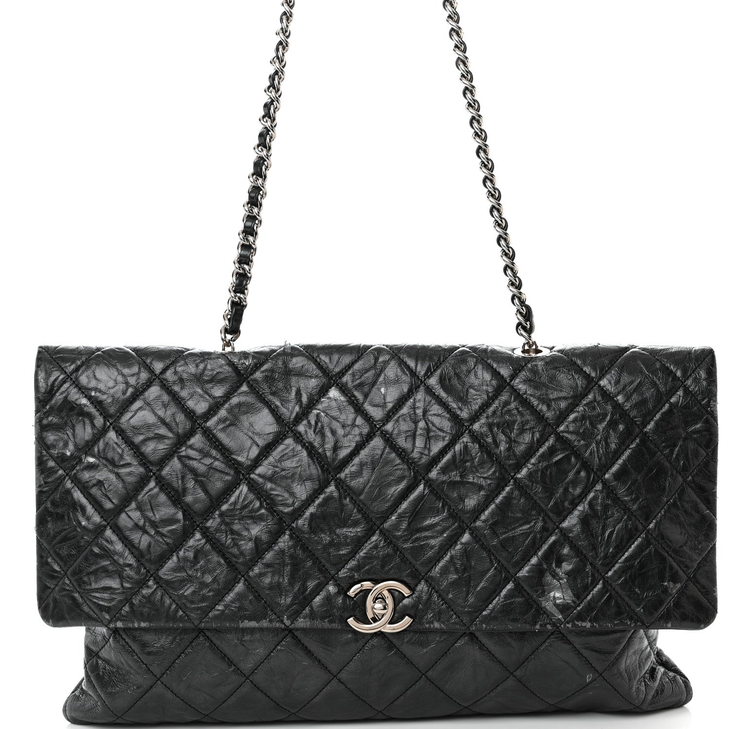 Chanel Metallic Crumpled Calfskin Big Bang Large Flap Bag Black 8 of 15