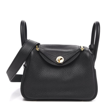 Hermes Taurillon Clemence Mini Lindy 20 Black 1 of 8