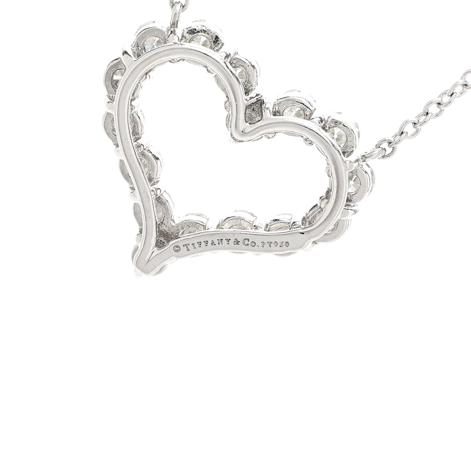 Tiffany Platinum Diamond Heart Station Pendant Necklace 4 of 5