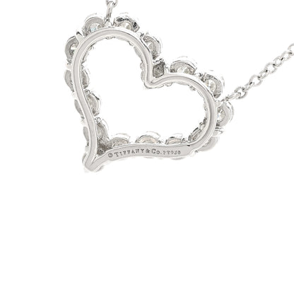 Tiffany Platinum Diamond Heart Station Pendant Necklace 4 of 5