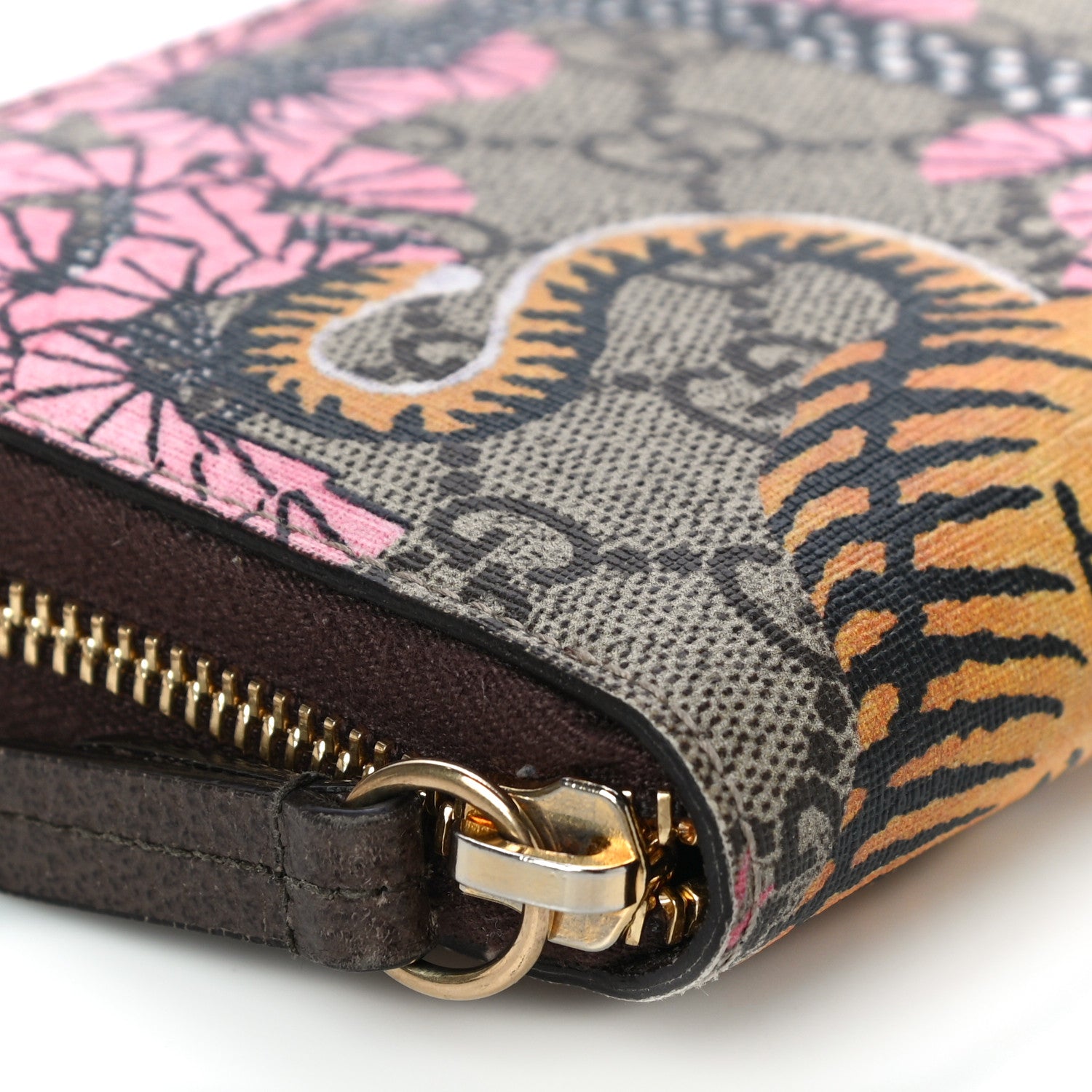 Gucci GG Supreme Monogram Bengal Zip Around Wallet Beige Pink 8 of 12
