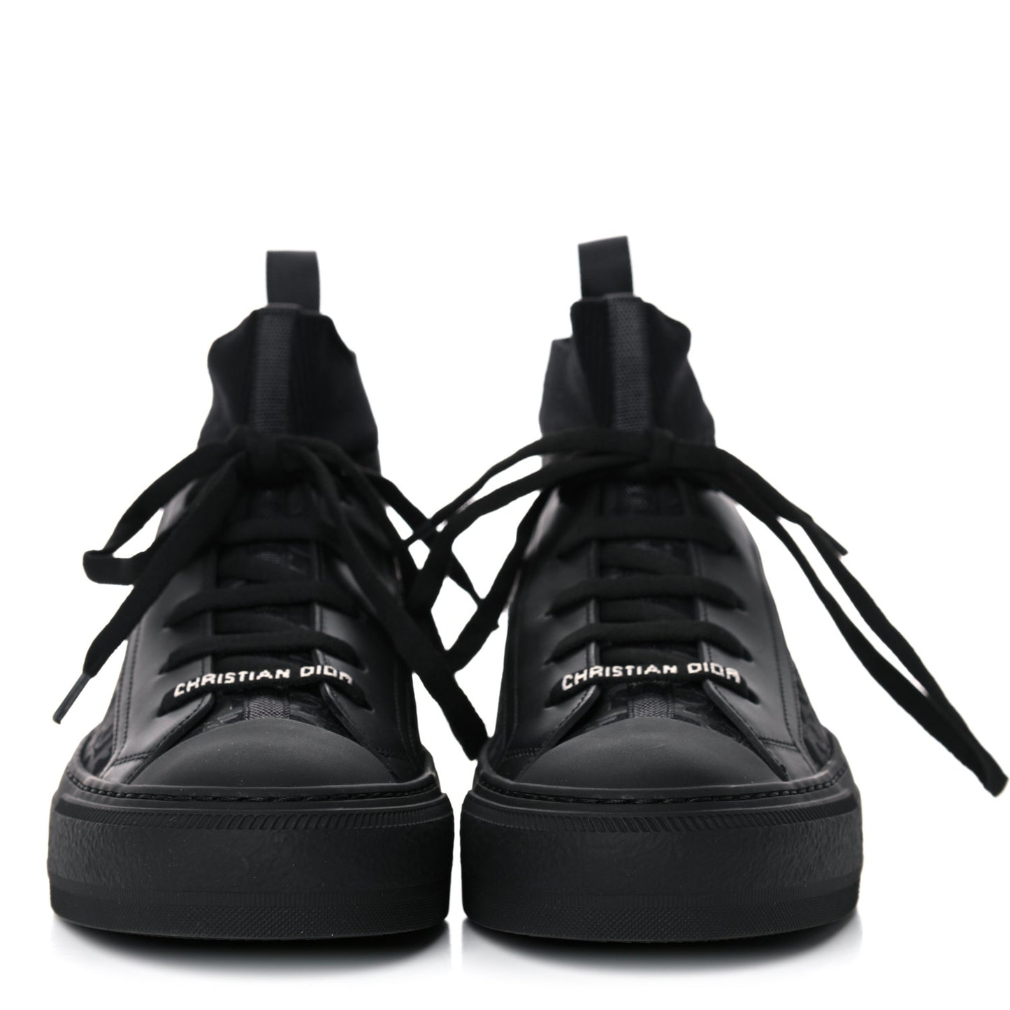 Technical Canvas Mesh Calfskin Womens Oblique Walk'n Dior High Top Sneakers 38.5 Black Blue