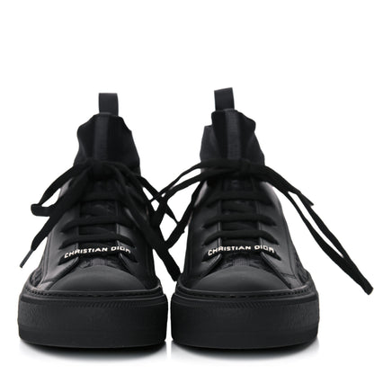 Christian Dior Technical Canvas Mesh Calfskin Womens Oblique Walk'n Dior High Top Sneakers 38.5 Black Blue 2 of 9