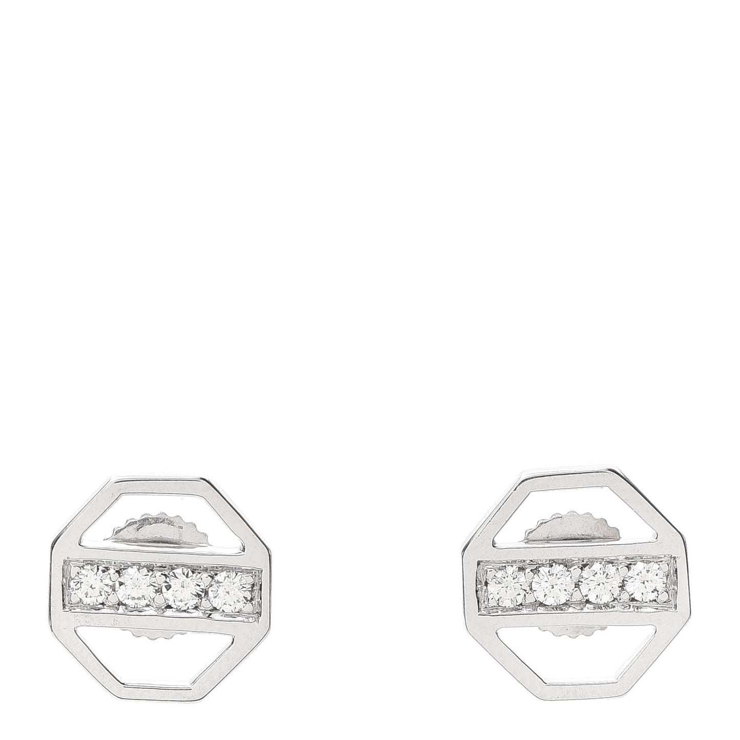 18K White Gold Diamond Zellige Octagon Earrings