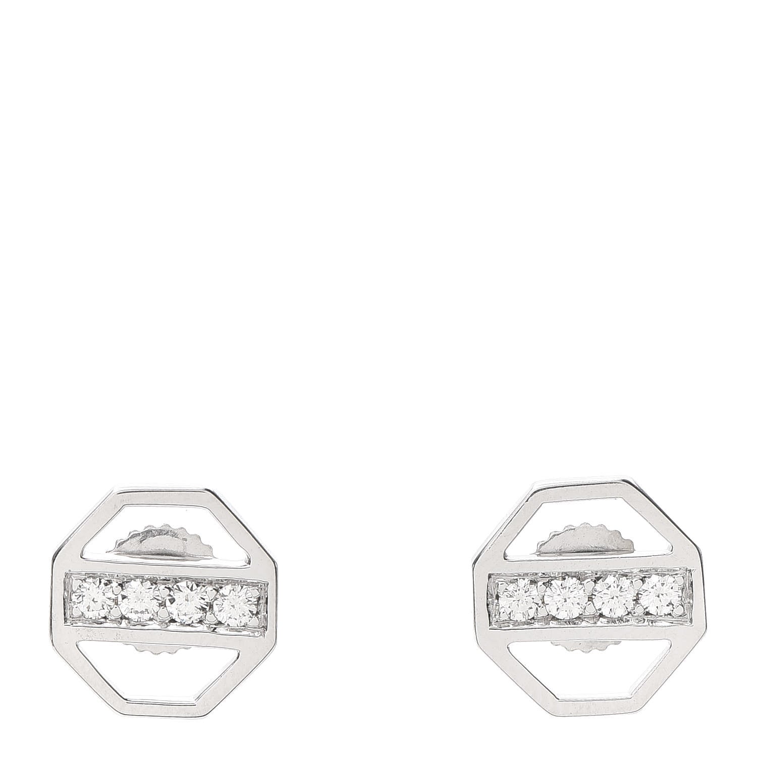 Tiffany 18K White Gold Diamond Zellige Octagon Earrings 1 of 5