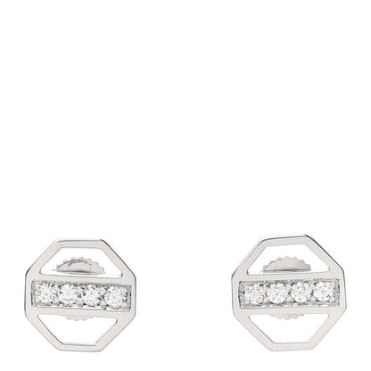 Tiffany 18K White Gold Diamond Zellige Octagon Earrings 1 of 5