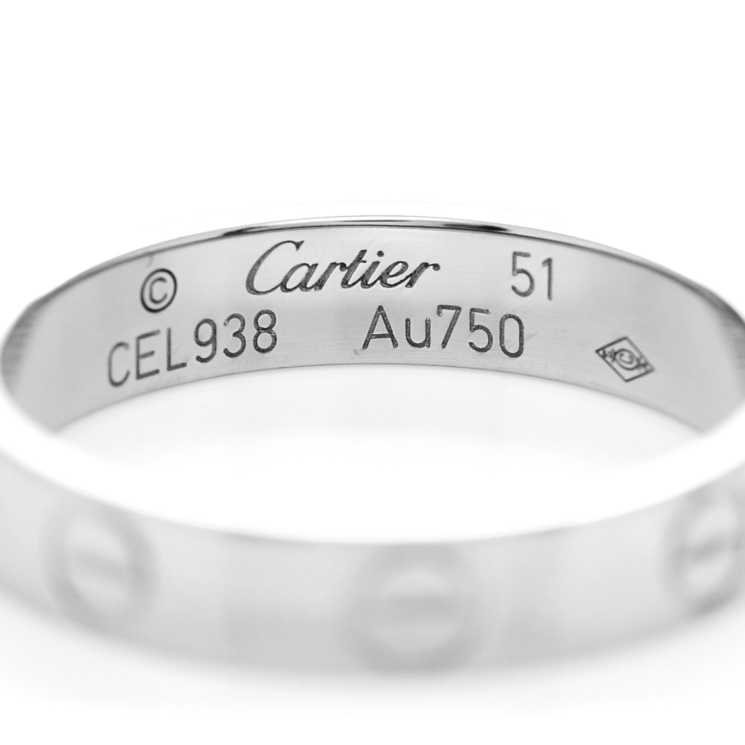 Cartier 18K White Gold 3.5mm LOVE Wedding Band Ring 51 5.75 4 of 4