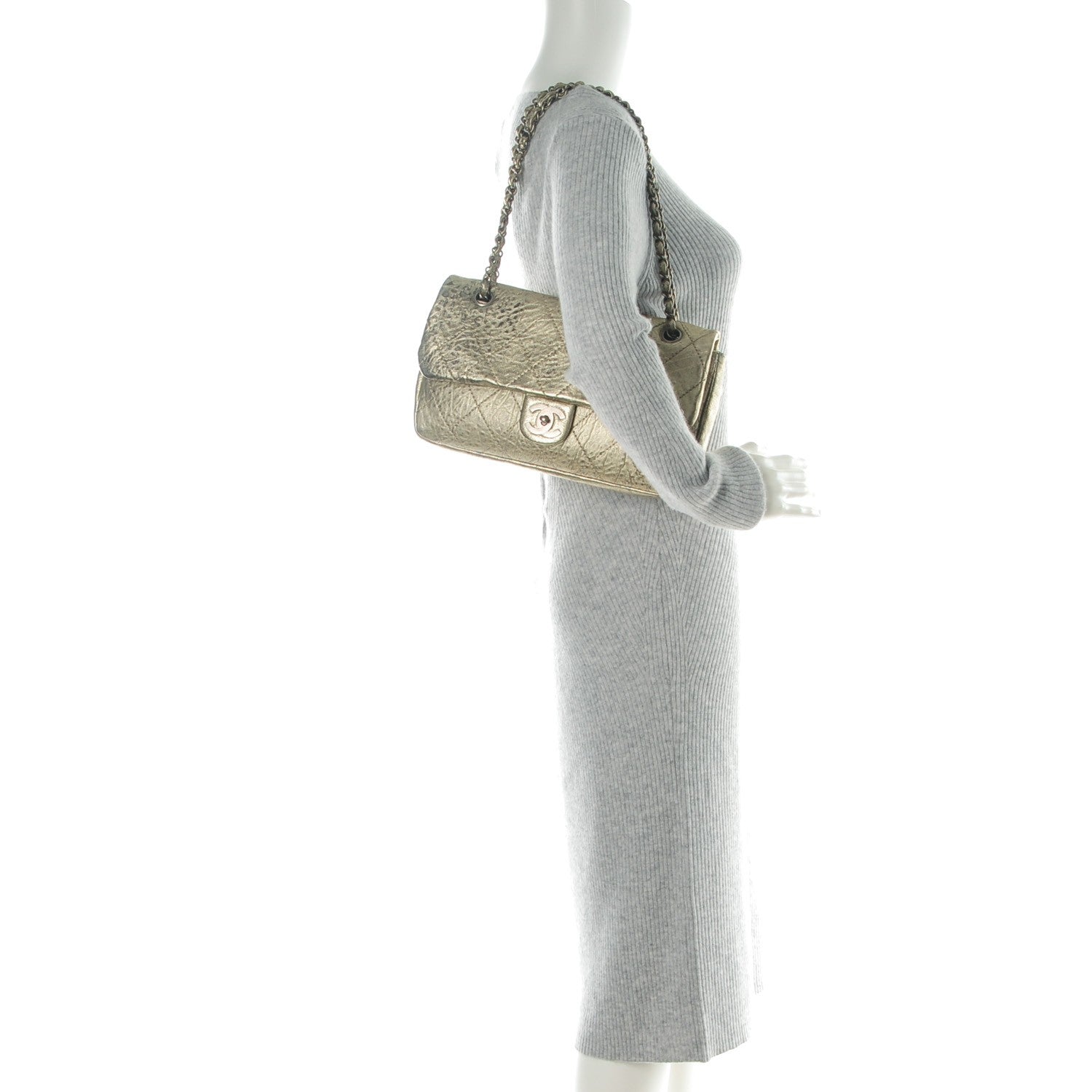 Chanel Distressed Lambskin Le Marais Ligne Flap Gold 2 of 8