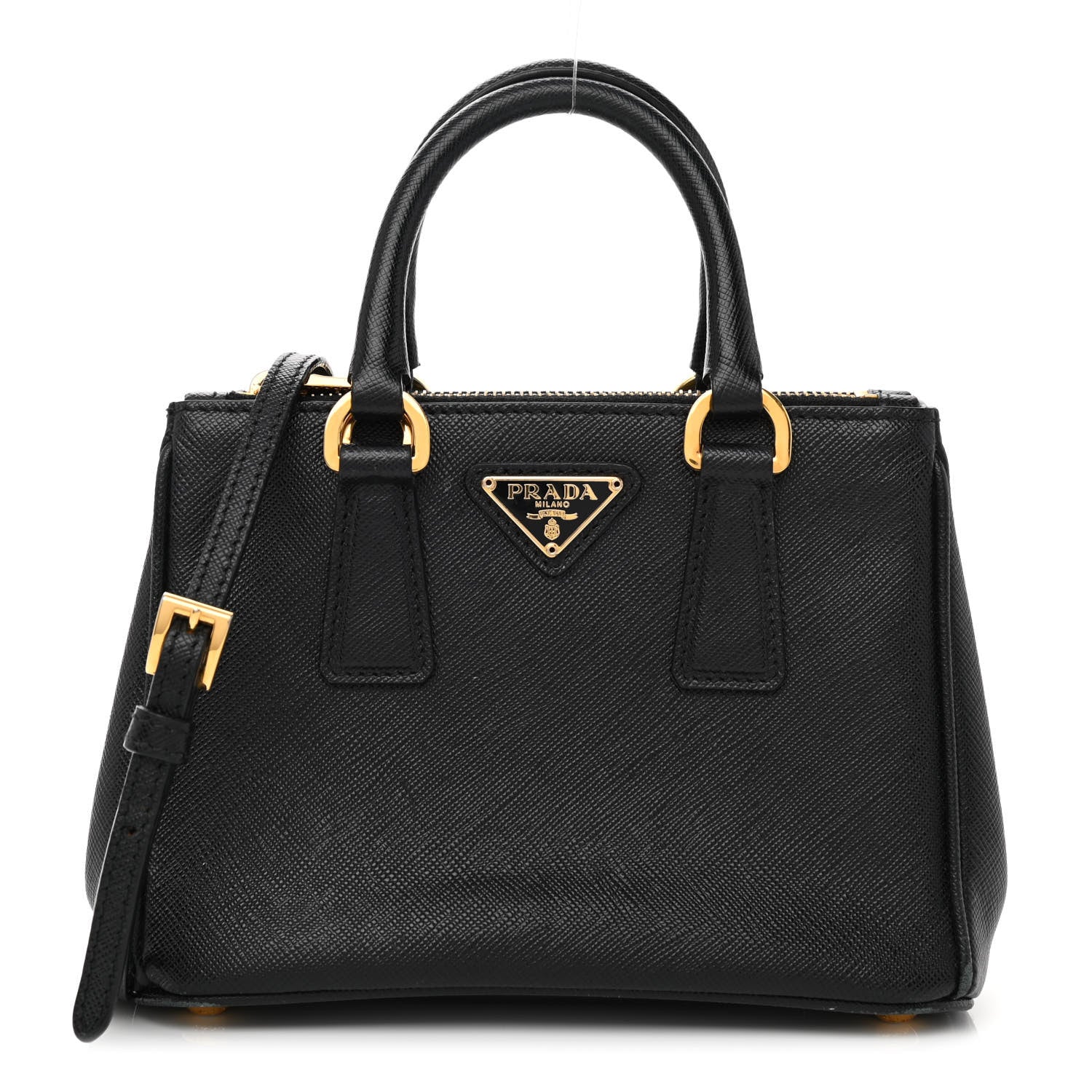 Prada Saffiano Lux Micro Galleria Double Zip Tote Black 1 of 12