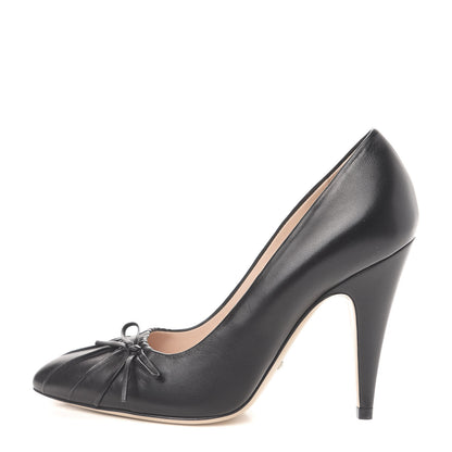 Gucci Nappa Bow High Heel Pumps 35.5 Black 1 of 9