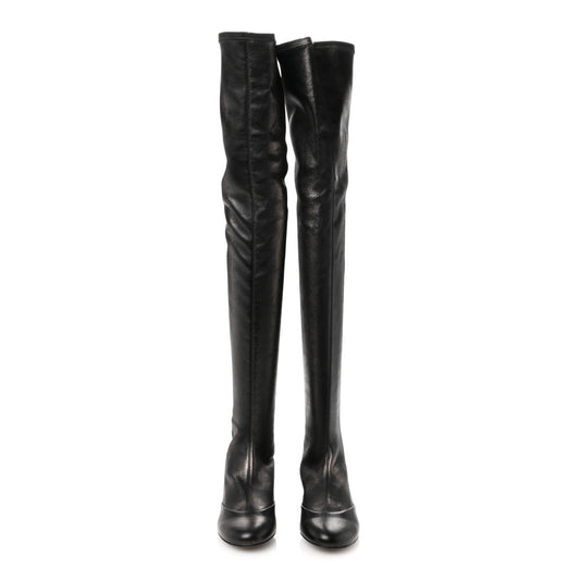 Metallic Lambskin Star Fantasy High Boots 36.5 Dark Grey