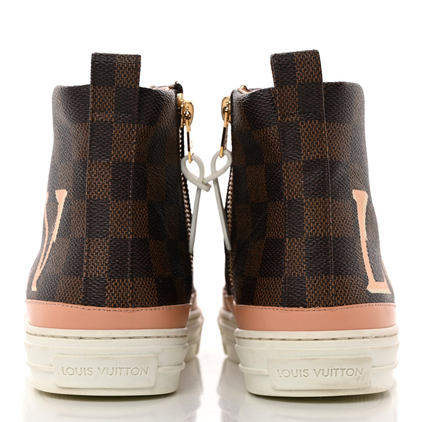 Damier Ebene Stellar High Top Sneakers 37.5 Venus Pink