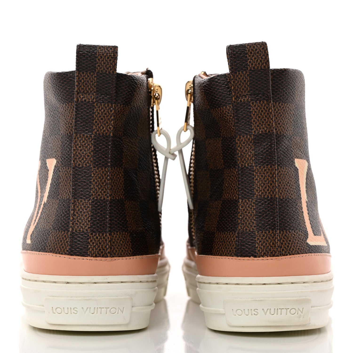 Louis Vuitton Damier Ebene Stellar High Top Sneakers 37.5 Venus Pink 5 of 24