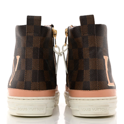 Louis Vuitton Damier Ebene Stellar High Top Sneakers 37.5 Venus Pink 5 of 24