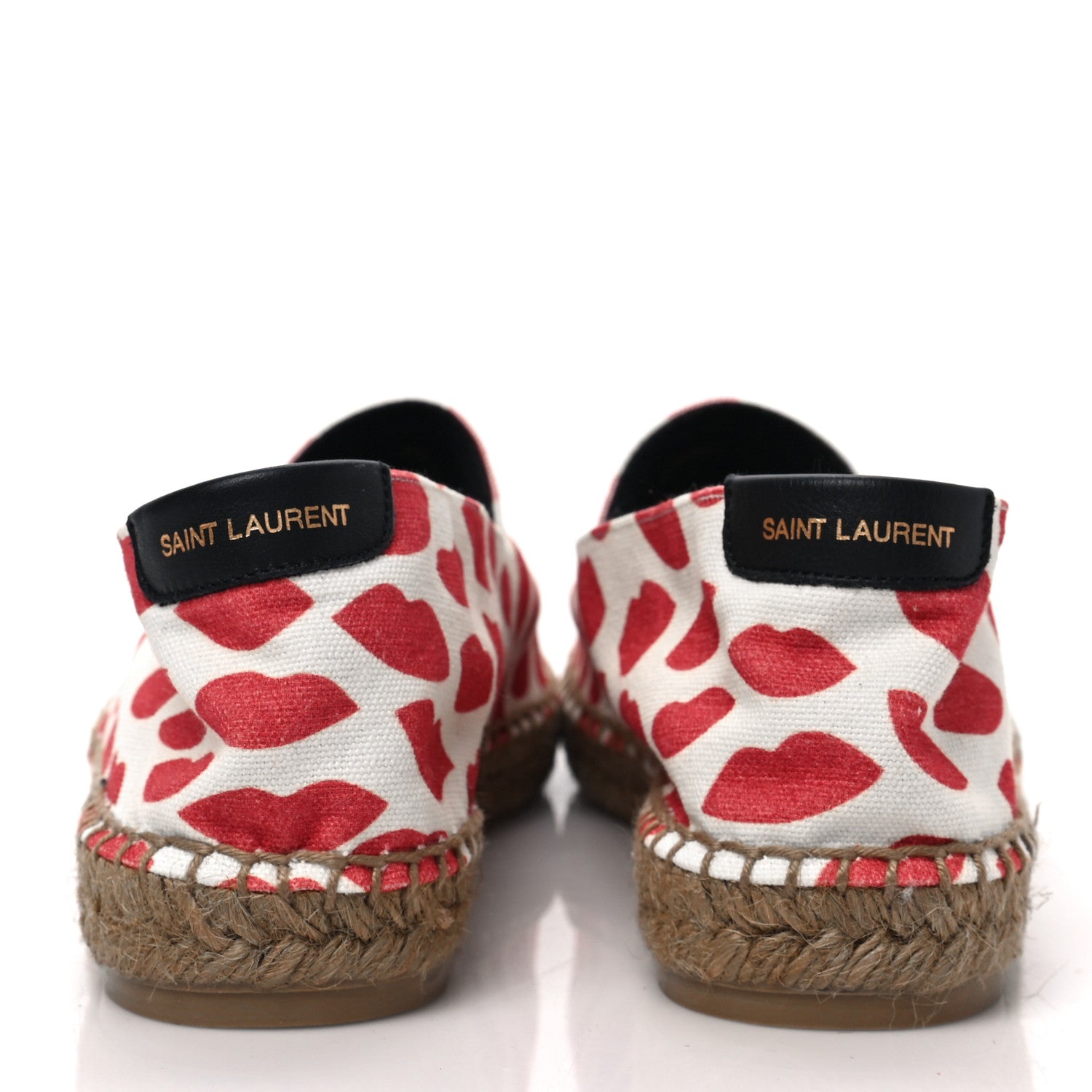 Saint Laurent Lip Print Canvas Espadrilles 39.5 Bianco Rosso Black 5 of 11